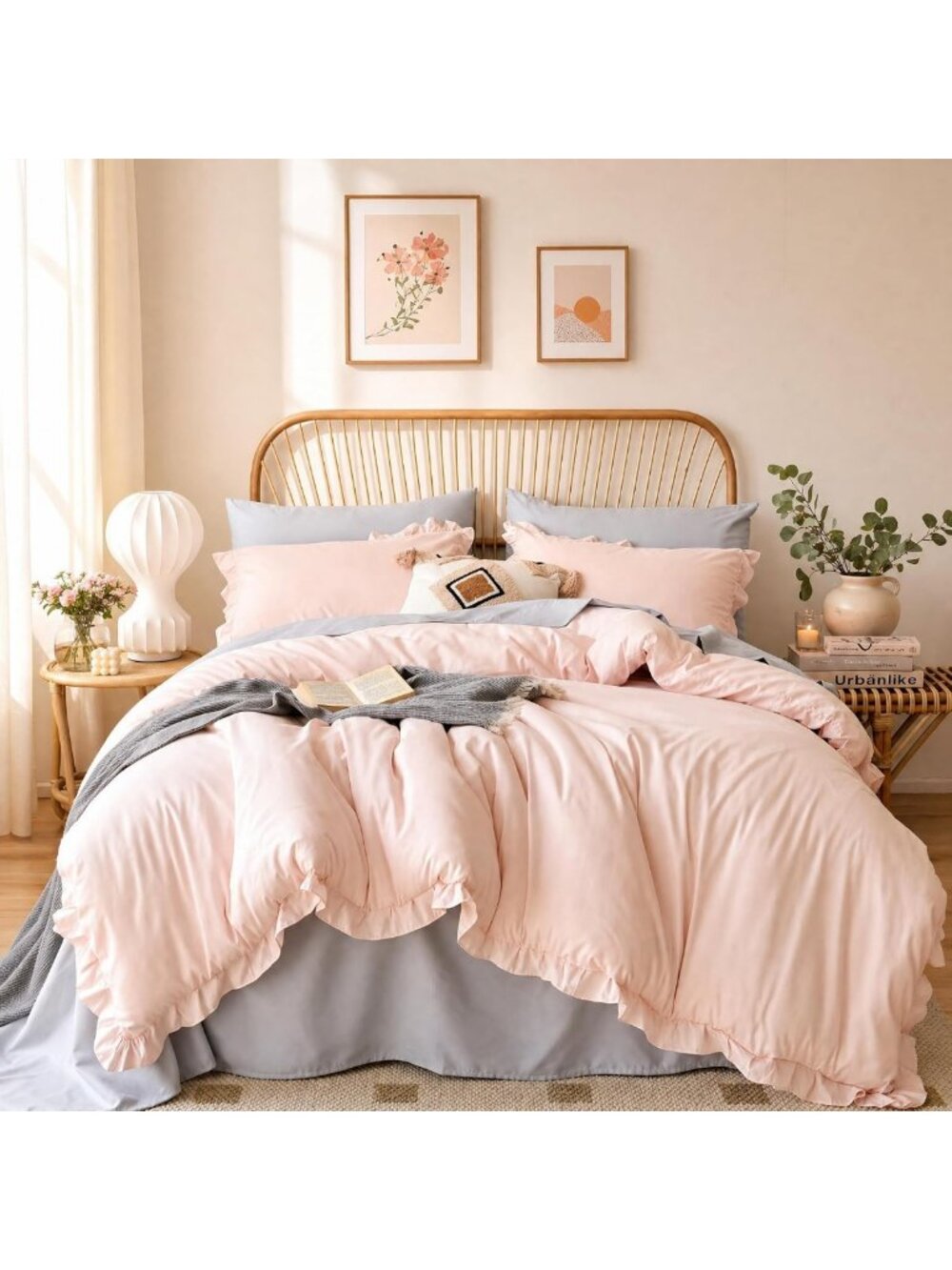 Blush Pink Ruffle Comforter Set Queen - Soft, Cozy Bedding for Stylish Bedrooms